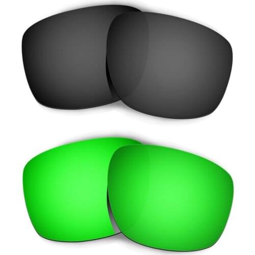 HKUCO For Sliver Sunglasses Replacement Polarized Lenses 2 Pairs - Black & Green