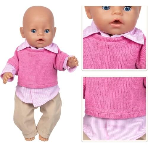 3Pcs/ Suit Clothes Fit 17inch 43cm Doll Clothes Born Baby Suit For Baby Birthday Festival Gift