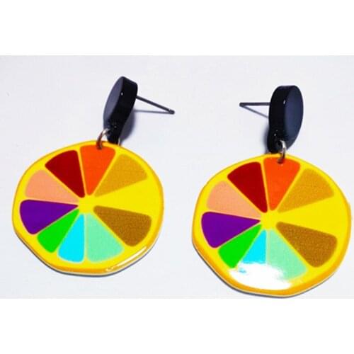 Korean Fashion Personality Cute Girl Temperament Exaggerated Peach Heart Love Fruit Acrylic Earrings Women Jewelry