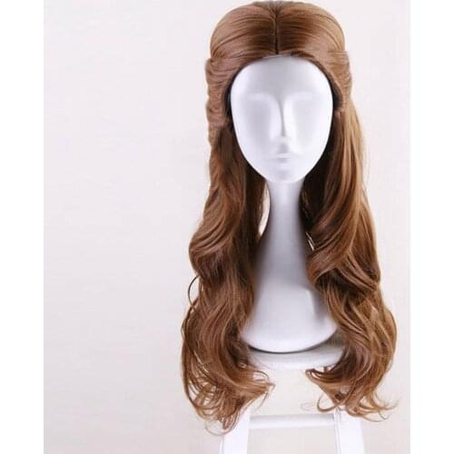 Beauty and The Beast Princess Belle Wig Cosplay Costume Synthetic Hair Halloween Party Role Play Wig+ Free Wig Cap