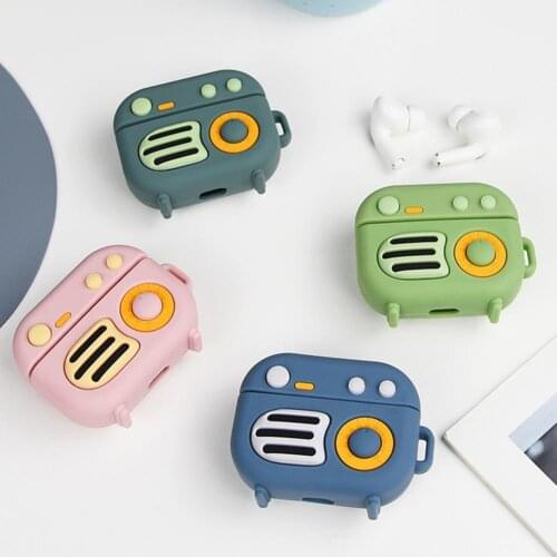 Creative Mini Cute Retro Radio Shape Silicone Earphone Protective Case Anti-Falling Headset Cover For AirPods Pro Accessory
