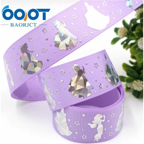 421, 1'' 25mm Lovely girl Silver foil printed ribbon,10yrds DIY Hair Bow Wedding Festival Home Party Birthday Decorations Gift