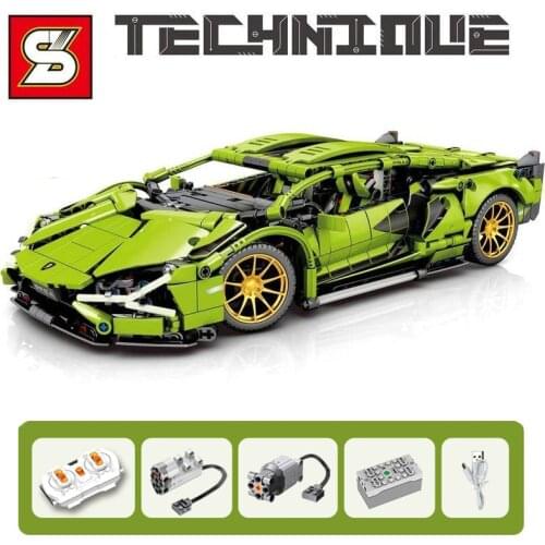 Technique Racing Building Blocks MOC Simulation Green Super Sports RC Car Model Bricks Kids Toys Boyfriend Gift for Adult 8600