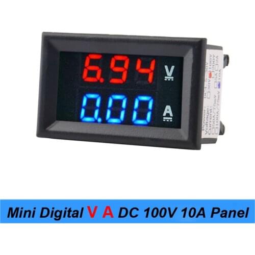 Mini Digital Voltmeter Ammeter DC 100V 10A Panel Amp VoltVoltage Current Meter Tester 0.28 Blue Red Dual LED Display High qulity
