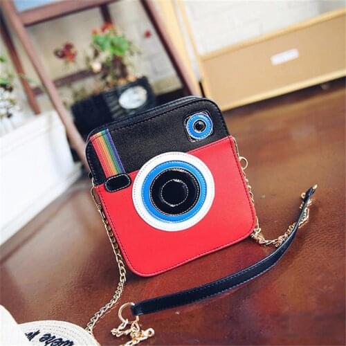 Fashion Camera Shape Rainbow Shoulder Bag for Girls Design Ladies Clutch HandBags High Quality PU Leather Women Messenger Bags
