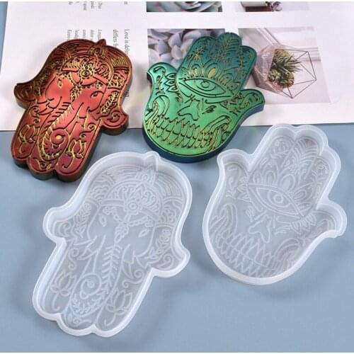 New Palm Dish Plate Storage Tray Silicone Mold DIY Resin Hand Of Fatima GodS Eye Crystal Epoxy Crafts Handmade Ornament Tools