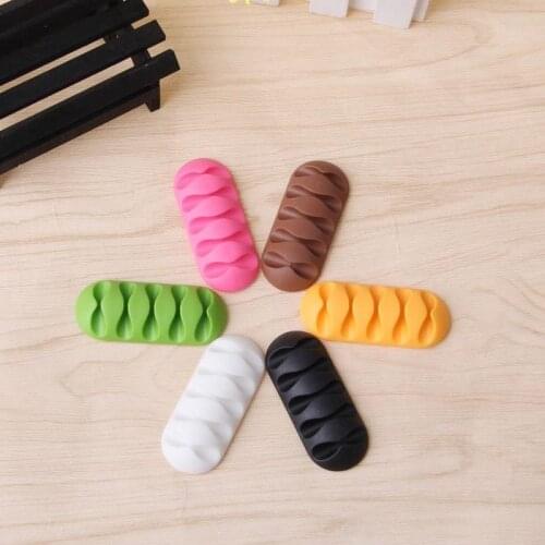 2020 new product headphone wire organizer five-hole cable retainer silicone desktop cable clamp cable retainer wire winder