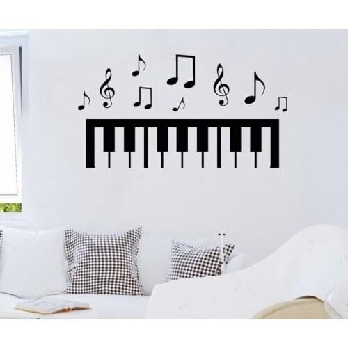 Piano Wall Decal Music Notes Black White Art Bedroom Home Decor Piano Studio Music Classroom Vinyl Stickers Window Mural