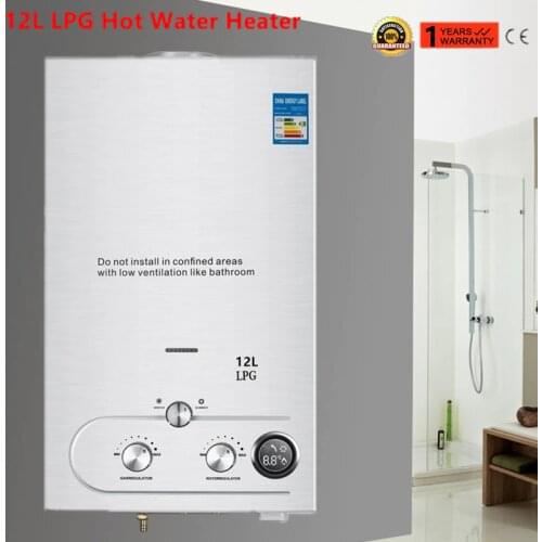 8/12/18L Tankless Propane Gas Water Heater LPG Propane Instant Hot Water Heater LED Display With Shower Head Plating Kit