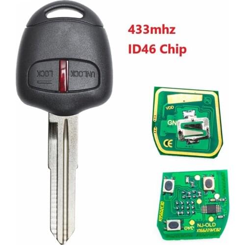 Remote Key Fob 2 Button For Mitsubishi 433Mhz Transponder Chip ID46 For Mitsubishi L200 Shogun Pajero Triton Key Fob MIT11