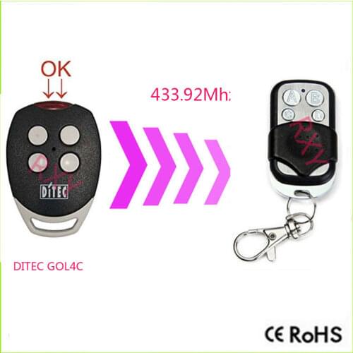 DITEC GOL4C Remote Control Transmitter Replacement Garage Door DITEC GOL4C 433.92mhz Remote Control