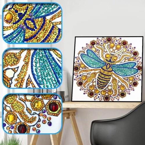 30x30cm 5D DIY Round Drill Special-shaped Diamond Painting Bee Flydragon Cross Stitch Kit Mosaic Diamond Art Embroidery Gifts