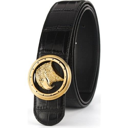 2021 new Eagle hesd belt stainless steel button top quality leisure fashion mens belt cowskin belt Luxury Crocodile Texture