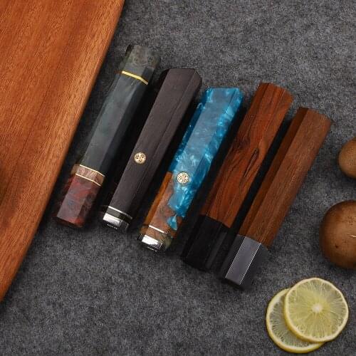 DIY Kitchen Environmentally FriendlyNatural Resin Yellow Ebony White Shadow Wood Details Accessories Octagonal Handle EDC Tools