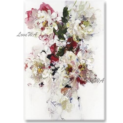 Modern Home Decoration Texture Knife Flower Oil Painting Canvas Wall Art 100% Hand-painted Floral Paintings Hangings Picture