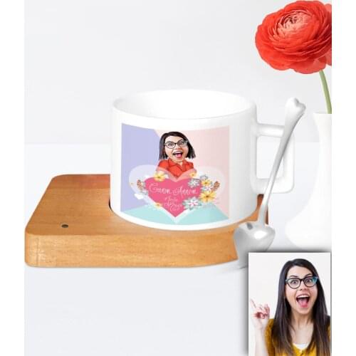 Special for Mother 'S Day Themed Caricature Of Wood Altlıklı Ceramic CUP AHS8