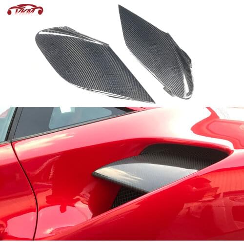 Dry Carbon Fiber Material Side Bumper Splitters FRP Unpainted Black Flaps Apron Canards case for Ferrari 488 N Style 2015-2018