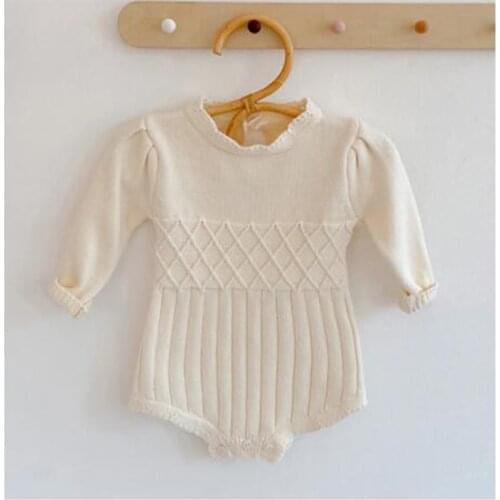 2021 Pure Color Long Sleeve Baby Girl Knit Rompers Baby Jumpsuit Baby Clothes Autumn Baby Clothes Girls Romper