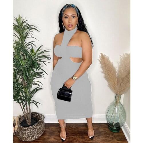 Solid Color Holiday Party Club Two Piece Sets Womens Outfits Vest Bra Top And Sheath Midi Dresses Summer 2021 Hot Sale