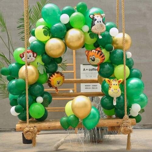 Green Dinosaur Digital Aluminum Film Balloon Latex Birthday Party Baby Shower Jungle Childrens Party Happy Decoration Supplies