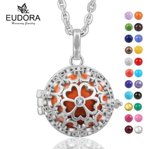 Eudora Harmony Ball Jewelry Locket Cage with Colorful Angel Caller Bola Pendant Necklace For Pregnant Women Gift