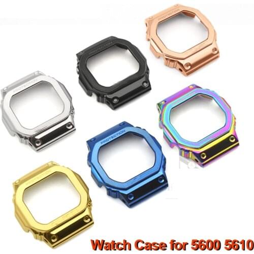 2019 New Wire Drawing Stainless Steel Watch Case Replacement Refit Watch Protection Case Watchband for casio 5600 5610 watch