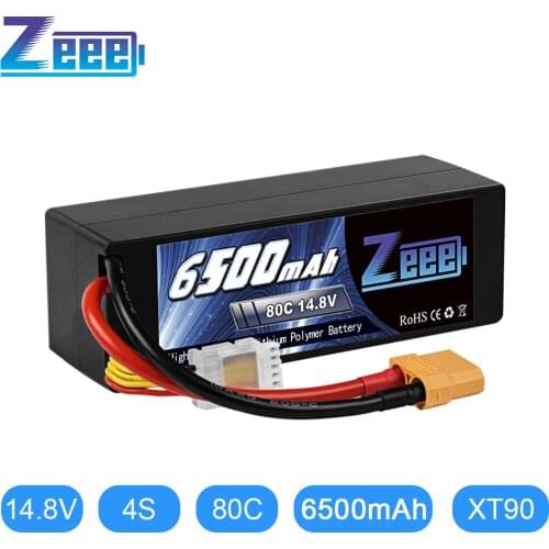 Zeee 4S Lipo Battery 14.8V 80C 6500mAh RC Lipo Battery with XT90 Plug Hardcase Battery For RC Car Boat Truck Airplane Tank