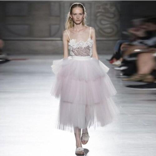 New Arrival Chic Fashion Tiered 3 Layers Tulle Skirt A Line Women Party Formal Skirts Ruffle Tutu Tulle Midi Skirts Custom