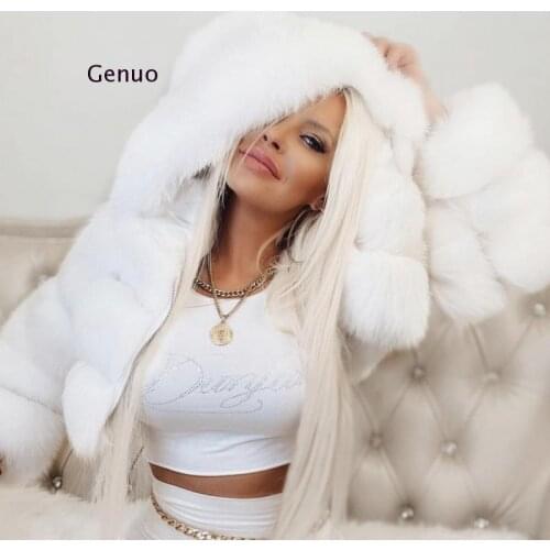 Winter Faux Fox Fur Women Short Coats Female Luxury Faux Fur Hooded Jacket High Quality Ladies Hooded Fur Warm Coat 2020 New