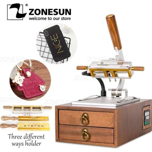 ZONESUN Manual Hot Foil Stamping Machine Light-type Tipper Stamper Leather Phone Case Embossing Heat Press Machine Custom Logo