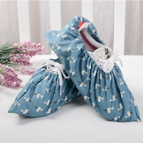 1Pair Thicken Reusable Elastic Shoe Cover Home Indoor Antiskid Overshoes Student Machine Room Flamingo Dust Proof Feet Covers