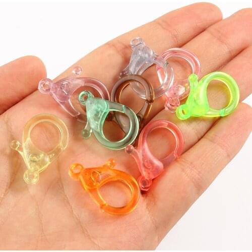 10pcs 6x26mm Lobster Clasp Colorful Transparent Plastic Hooks Clips Connectors for Jewelry Making DIY Mask Chains Accessories