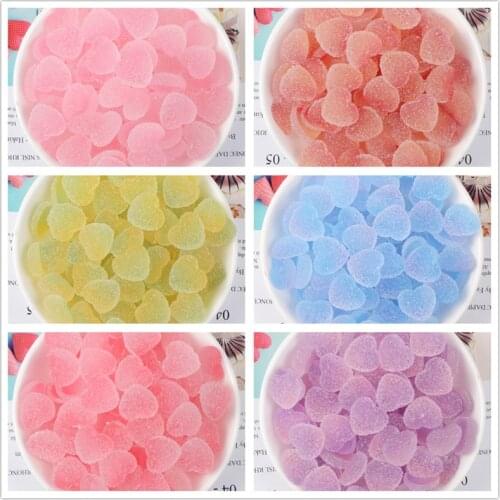 100pcs Cute Resin Love heart Candy Charms For Slime Filler DIY Cake Ornament Phone Decoration Resin Charms Slime Supplies Toys