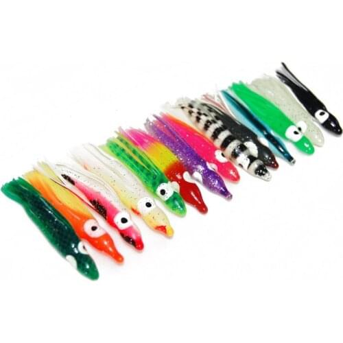 50pcs 5cm Soft Plastic Octopus Fishing Lures For Jigs Mixed Color Luminous Silicone Octopus Skirt Artificial Jigging Bait