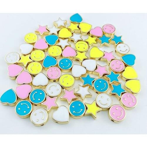 20Pcs,Wholesale multi color enamel smile/heart/star Beads diy for jewelry making Bracelet necklace jewelry accessory Charm