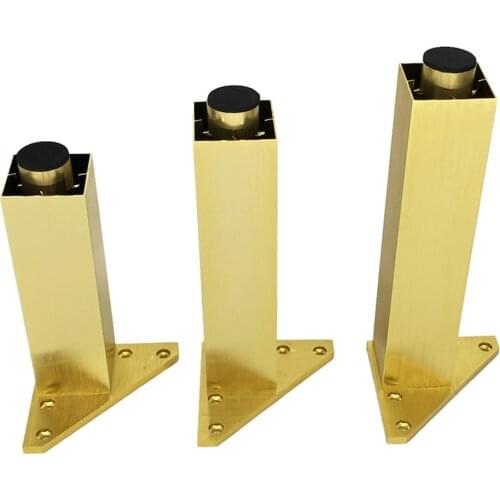 4pcs/lot Gold Metal Sofa Legs TV Cabinet square Legs Metal Furniture Leg Cabinet Cupboard Table Feet