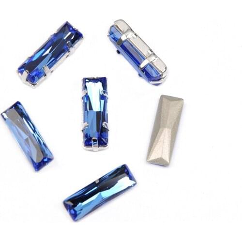 4547 Sapphire Princess Baguette sew on rhinestones Crystal glass rhinestones Diy jewelry clothing Garment accessories