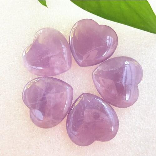 5pcs Natural Amethyst Quartz Heart Purple Crystal Stone Hearts Chakra Reiki Balancing Healing