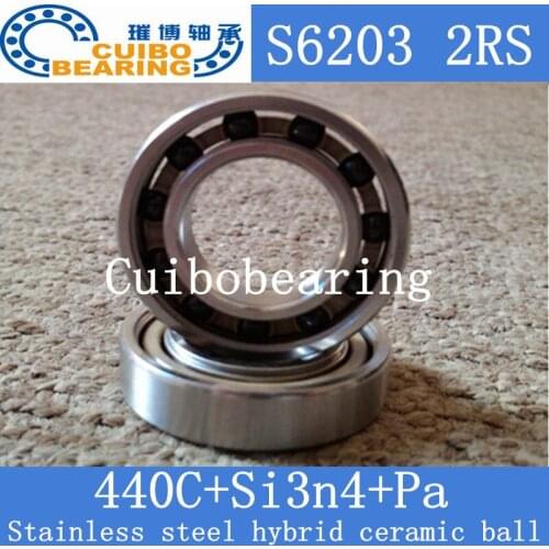 6203 2RS Size 17x40x12 Stainless Steel Ceramic Ball Hybrid Bike Bearing s6203 2rs