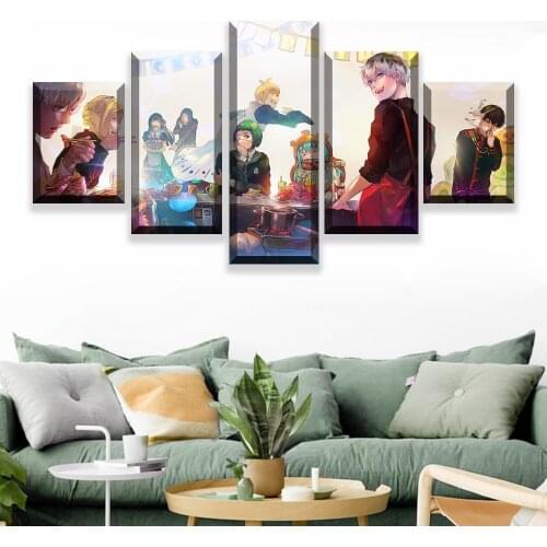 Abstract Painting 5 Panel Juuzou Suzuya Ken Kaneki Anime Tokyo Ghoul Poster Home Wall Decor Canvas Art Print Modular Picture