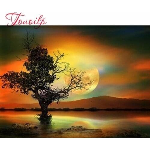 Diamant broderie coucher de soleil diamant peinture paysage diamant mosaïque affichage complet décor à la maison complet forage