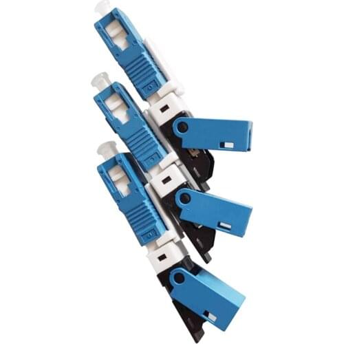 Free Shipping 100PCS FTTH SC UPC Fiber Optic Fast Connector New Mode ,SC fibra SC quick conector blue