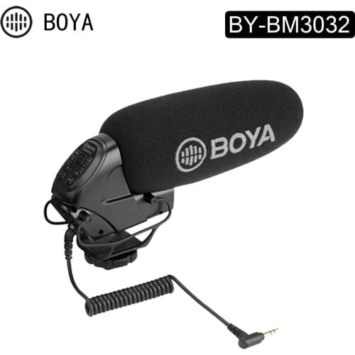 BOYA BY-BM3032 Directional On-camera Microphone Gain 3 Step High Pass Filter Video Recording Mic for DSLR Camcorder