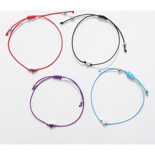 2pcs/set Heart Star Compass Rope Bracelet Lovers Couples One For You One For Me Black String Braiding Bracelet Men Women Gift