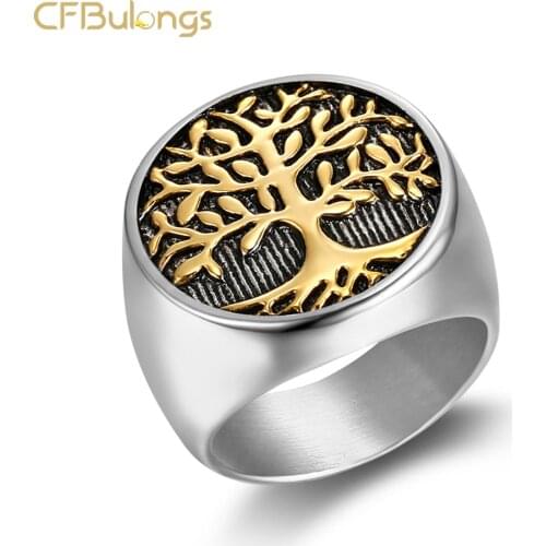 CFBulongs Beier Viking ring 316l Stainless Steel nose viking life Tree Amulet fashion stylish Odin scandinavian Men Ring Jewely