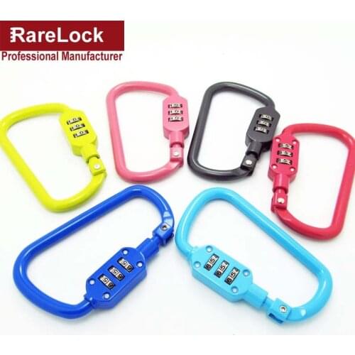 Black Zinc Alloy Zipper Luggage Handbag Safe Code Combination Climbing Button Carabiner Locks For Drawer Bag a