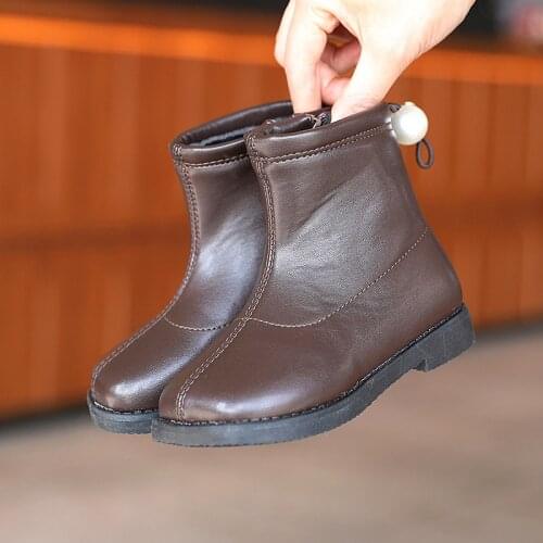 Child Fashion Waterproof PU Leather Ankle Winter Snow Boots For Little Girl Kids Boots Sports Shoes 3 4 5 6 7 8 9 10 11 12 Year