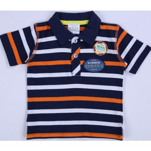 Boys t-shirt kids square collar t shirt children clothing baby summer short sleeves yarn dyed stripes top cotton boy shirt