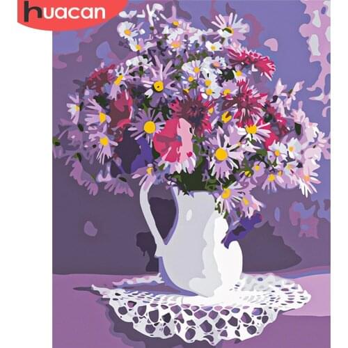 HUACAN Paint By Number Flower Drawing On Canvas HandPainted Painting Art Gift DIY Pictures By Number Flowers Kits Home Decor