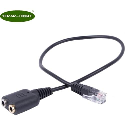 RJ9 plug Headset Cable 3.5mm to RJ9 Jack Adapter for PC Headset Telephone Dual 3.5mm to RJ9/RJ10 adapter cable 2*3.5mm to RJ9